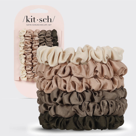 Ultra Petite Satin Scrunchies 6pc-Eucalyptus