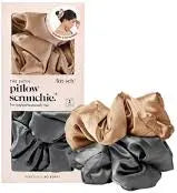 Satin Pillow Scrunchie Charcoal & Gold - 2 pcs